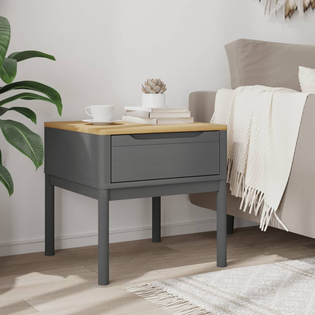 Solid Wood Grey Pine FLORO Lamp Table 55x55x54 cm