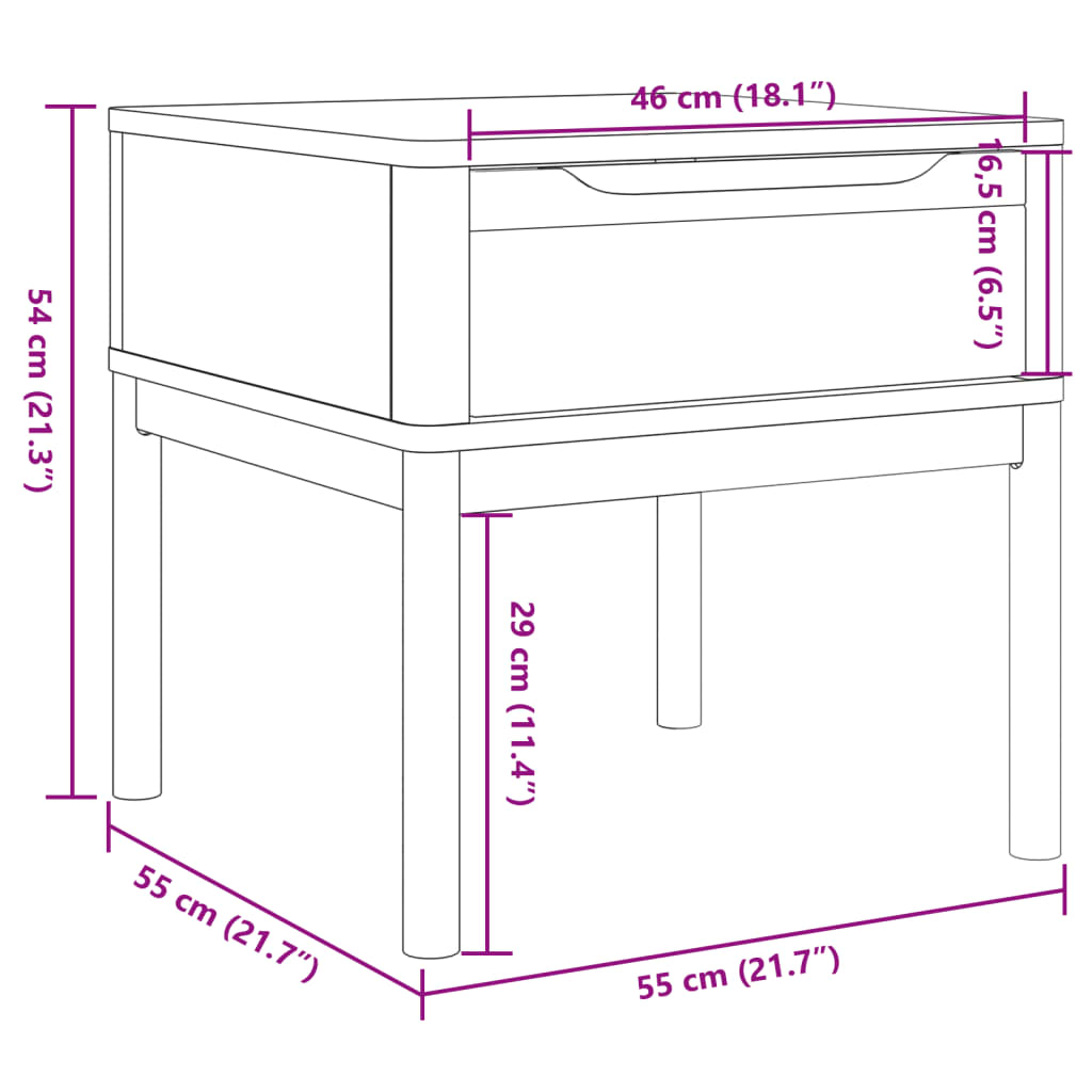 Solid Wood Grey Pine FLORO Lamp Table 55x55x54 cm