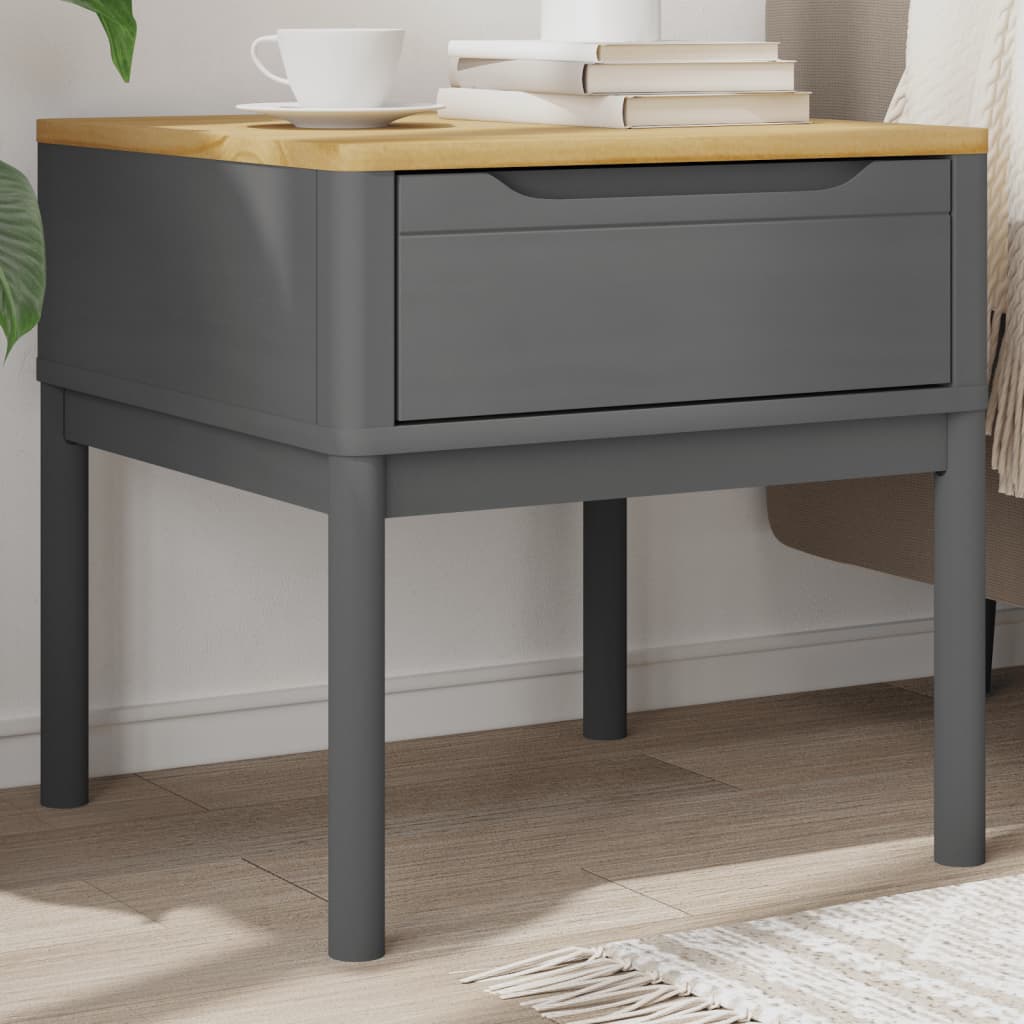 Solid Wood Grey Pine FLORO Lamp Table 55x55x54 cm