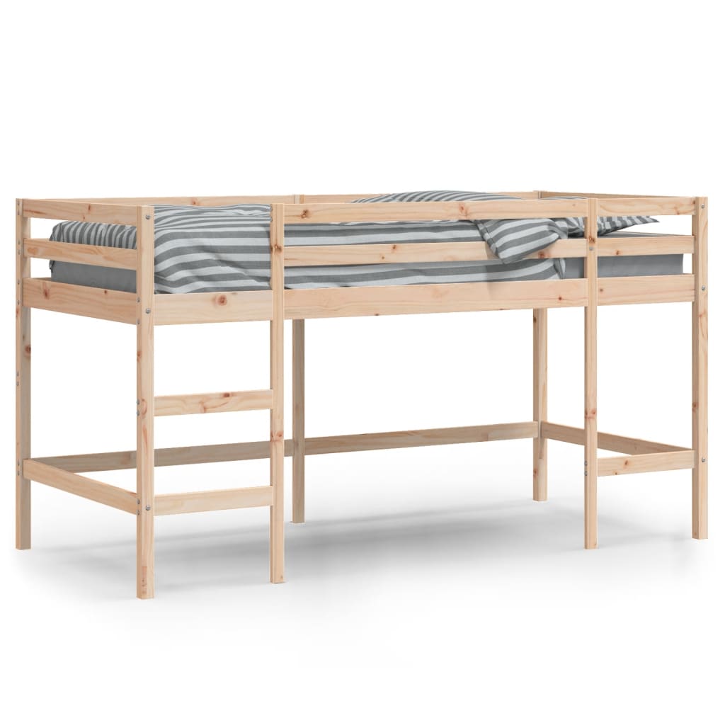 White Wood Kids' Loft Bed with Ladder, 80x200 cm, No Mattress