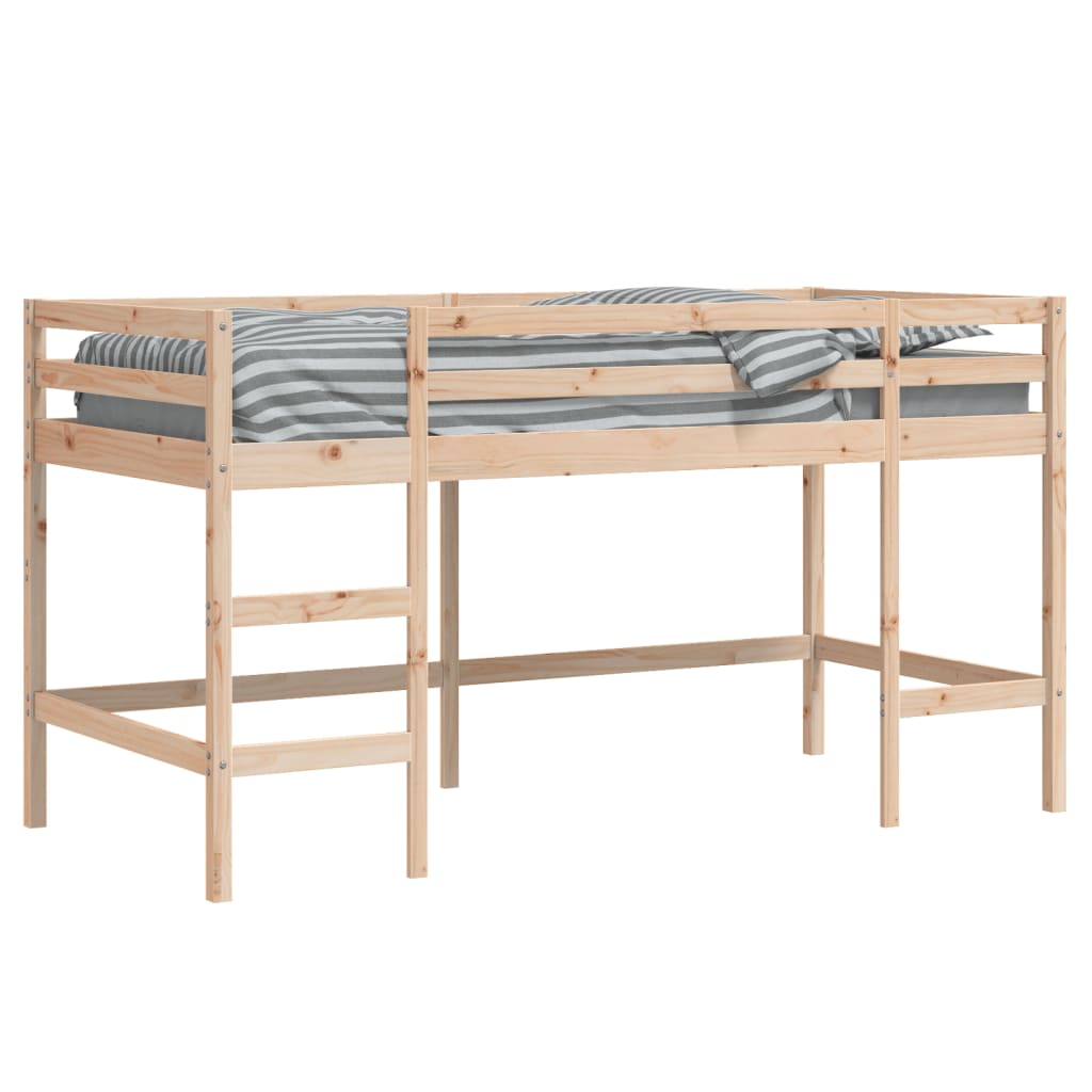White Wood Kids' Loft Bed with Ladder, 80x200 cm, No Mattress