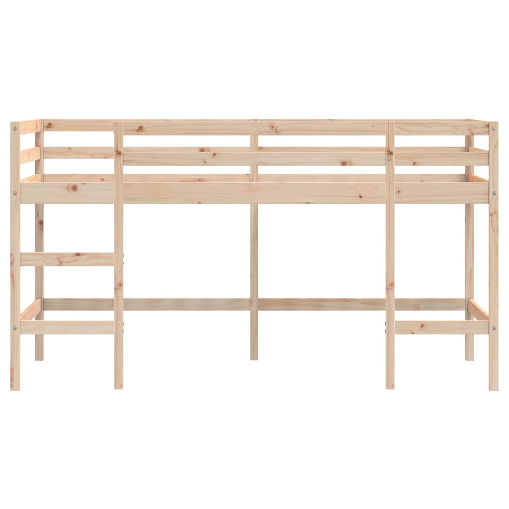 White Wood Kids' Loft Bed with Ladder, 80x200 cm, No Mattress