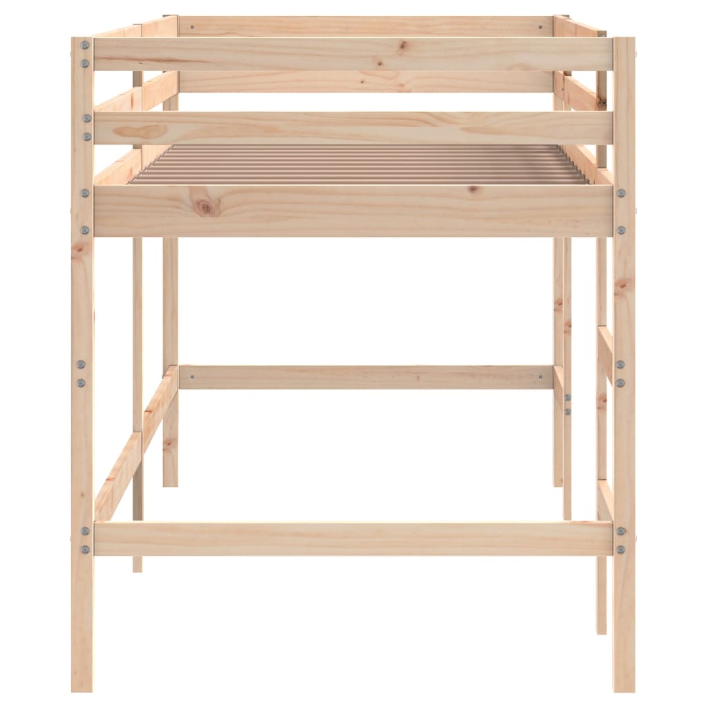 White Wood Kids' Loft Bed with Ladder, 80x200 cm, No Mattress