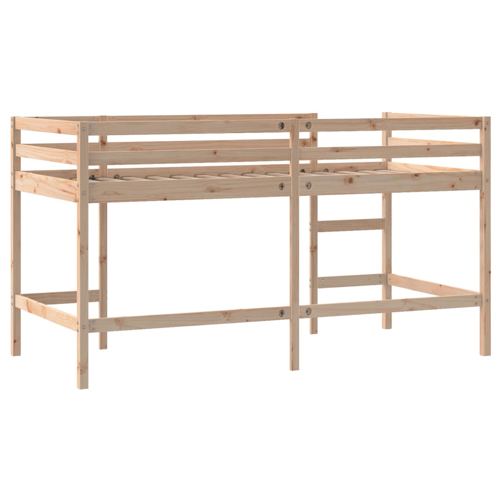 White Wood Kids' Loft Bed with Ladder, 80x200 cm, No Mattress