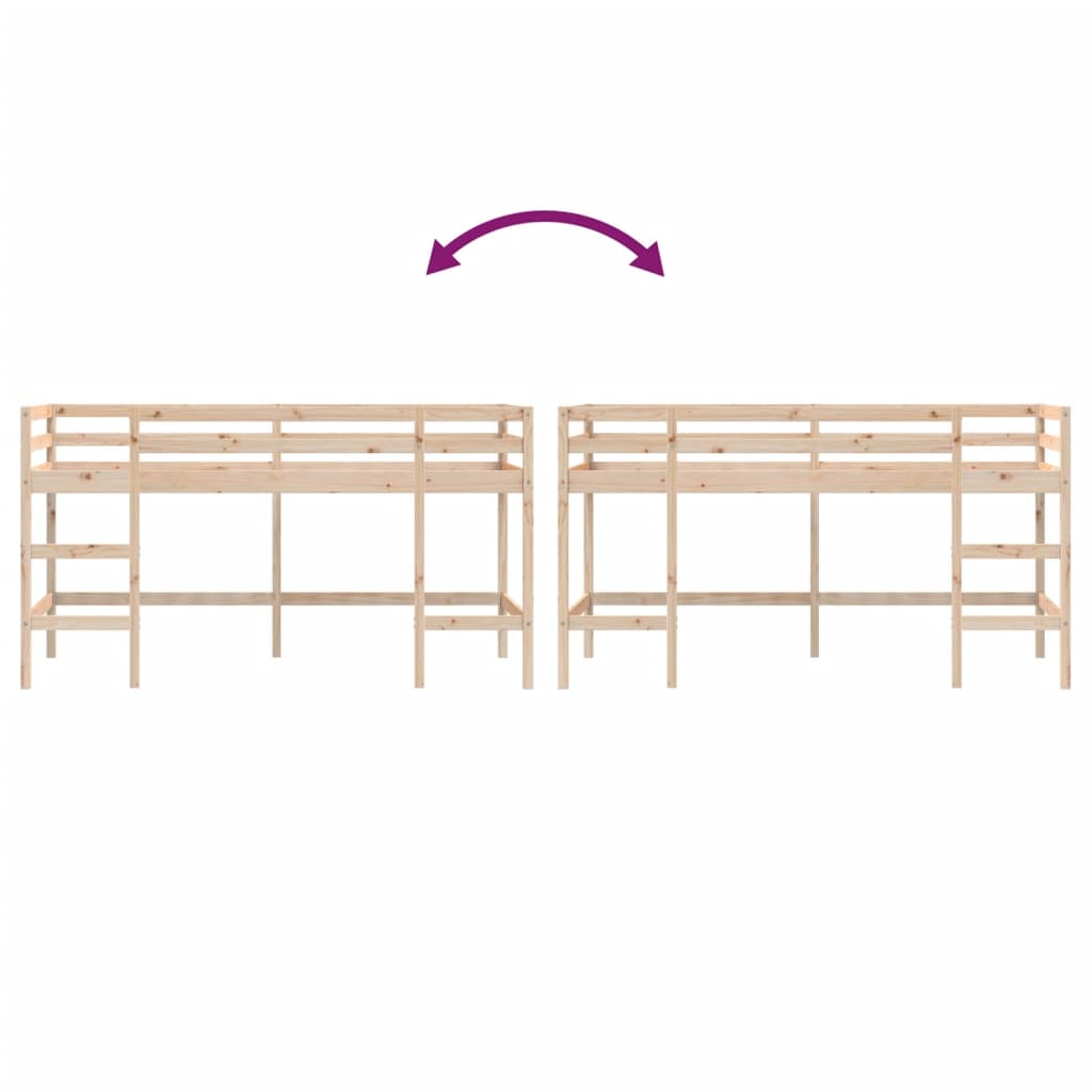 White Wood Kids' Loft Bed with Ladder, 80x200 cm, No Mattress
