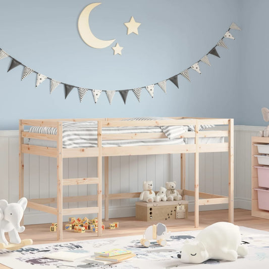 White Wood Kids' Loft Bed with Ladder, 80x200 cm, No Mattress