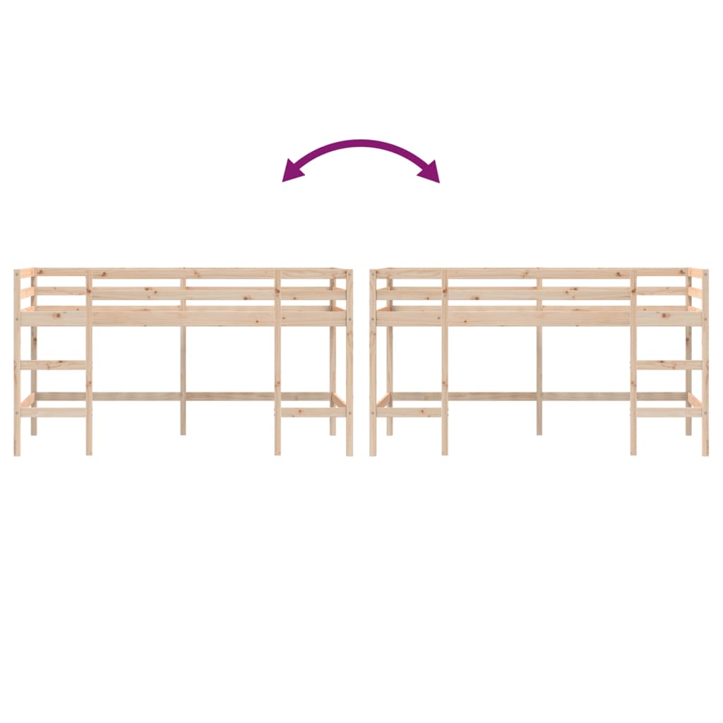 Wooden Kids' Loft Bed with Ladder, 90x200 cm, Mattress Not Included