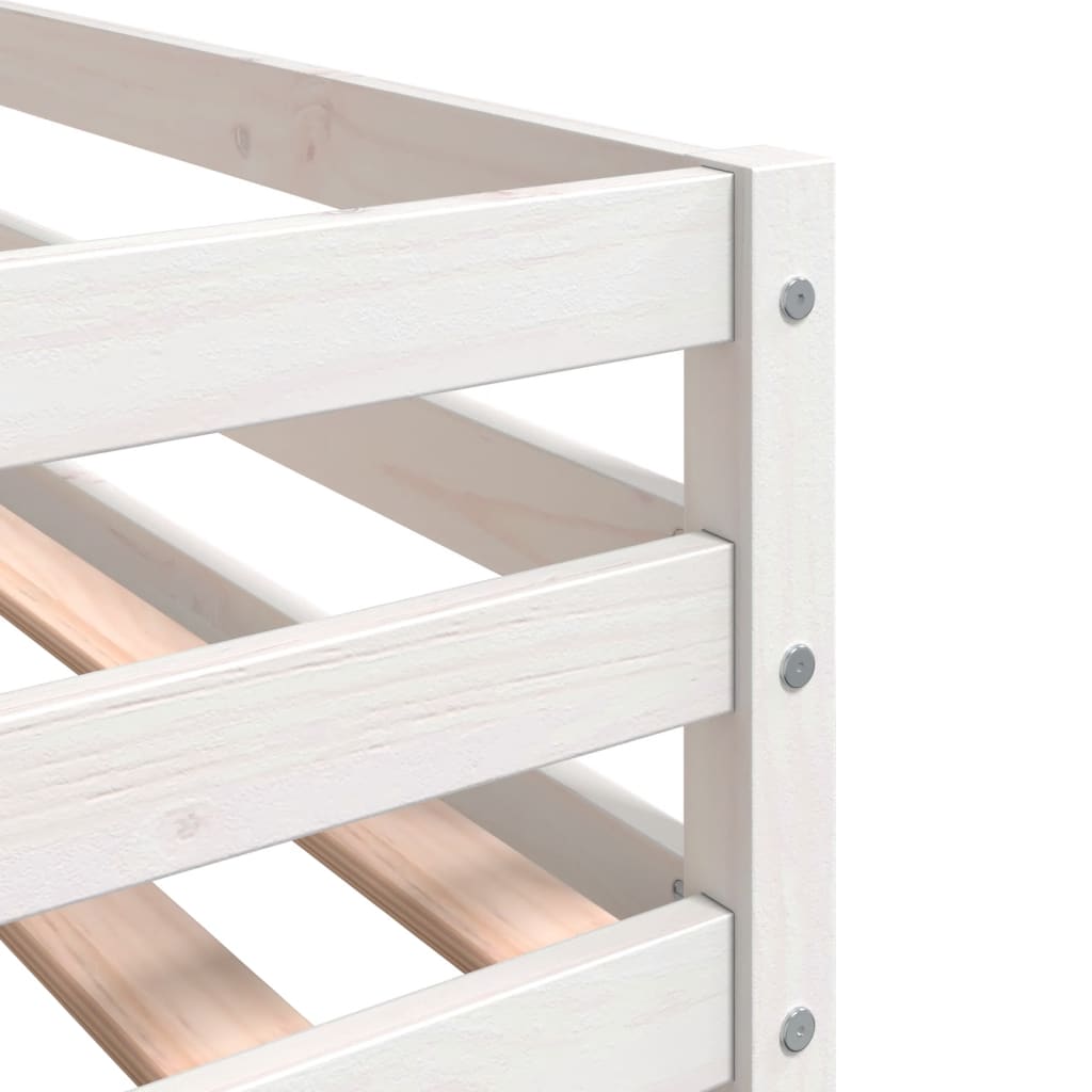 White Wood Kids' Loft Bed with Ladder 90x190 cm - No Mattress