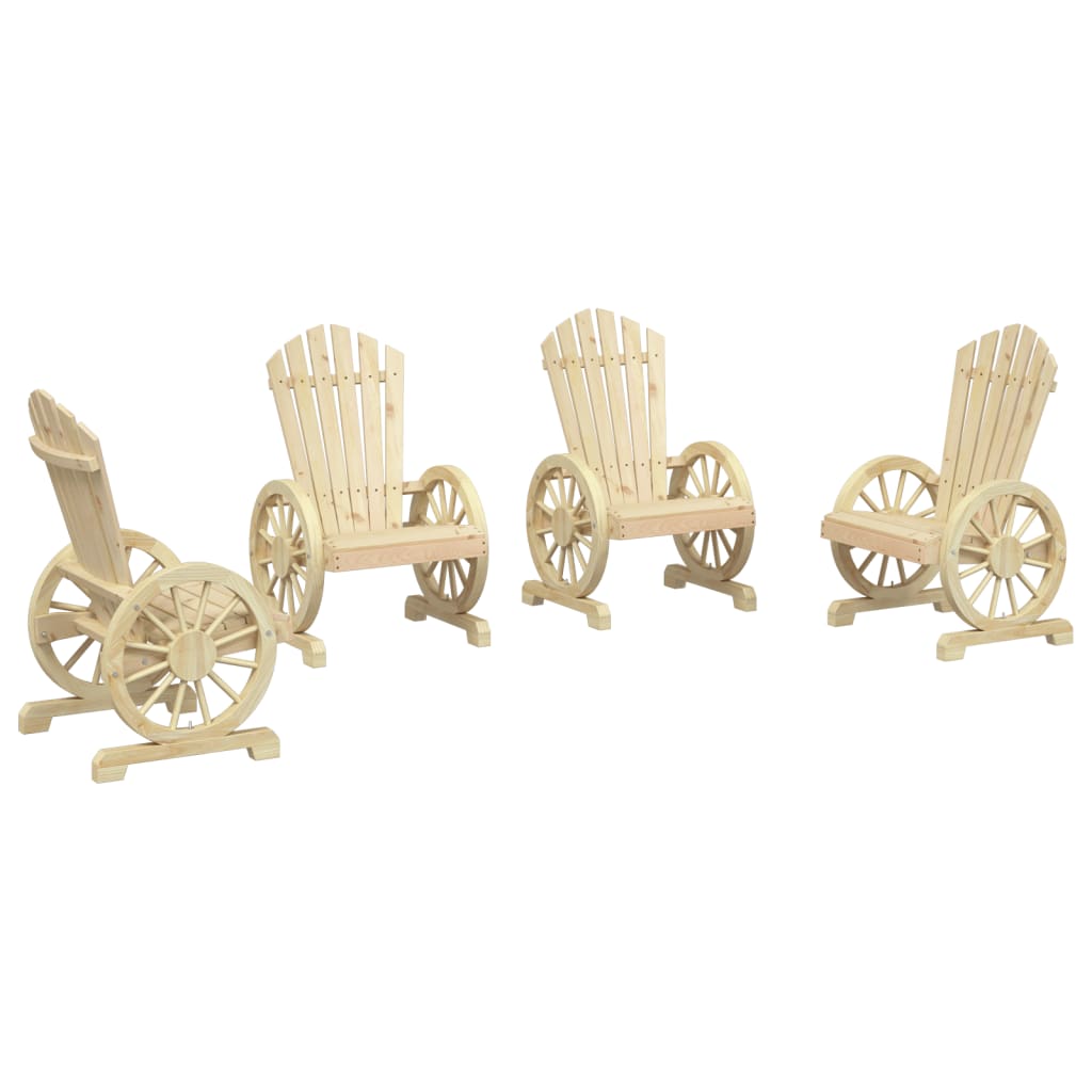 4-Piece Solid Wood Fir Garden Adirondack Chairs Set