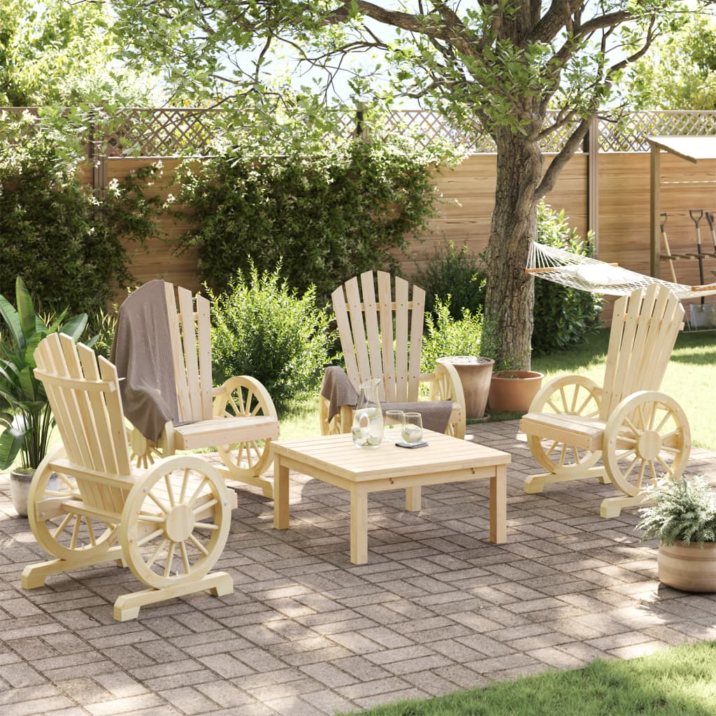4-Piece Solid Wood Fir Garden Adirondack Chairs Set