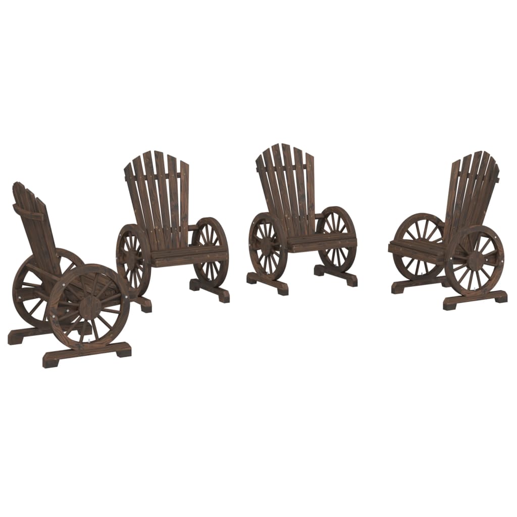 4 Pc Solid Fir Wood Garden Adirondack Chairs - Durable & Stylish