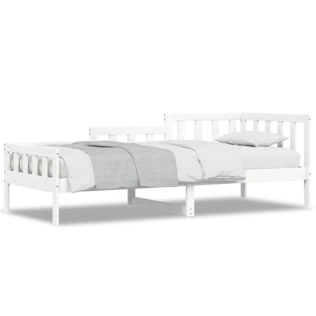 White Solid Pine Wood Day Bed Frame 80x200 cm - No Mattress