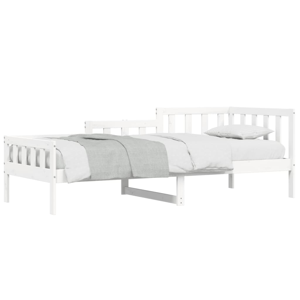 White Solid Pine Wood Day Bed Frame 80x200 cm - No Mattress