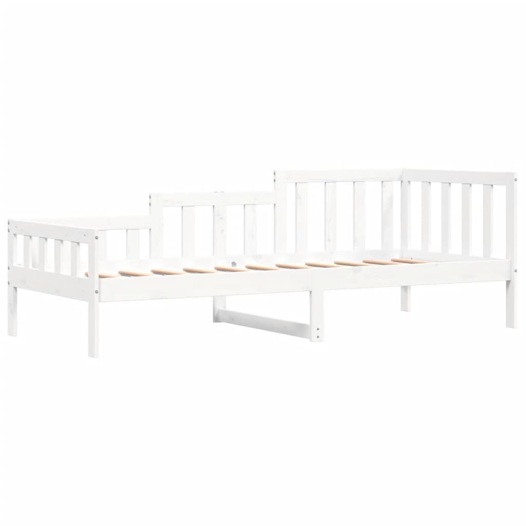 White Solid Pine Wood Day Bed Frame 80x200 cm - No Mattress