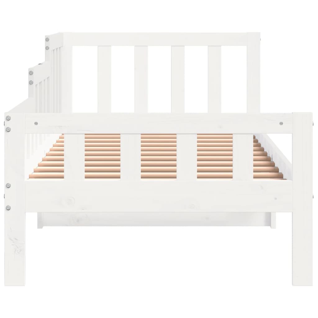 White Solid Pine Wood Day Bed Frame 80x200 cm - No Mattress