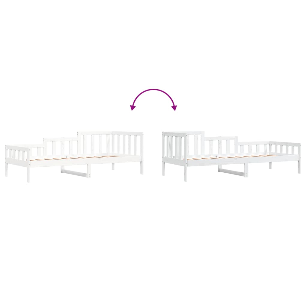 White Solid Pine Wood Day Bed Frame 80x200 cm - No Mattress