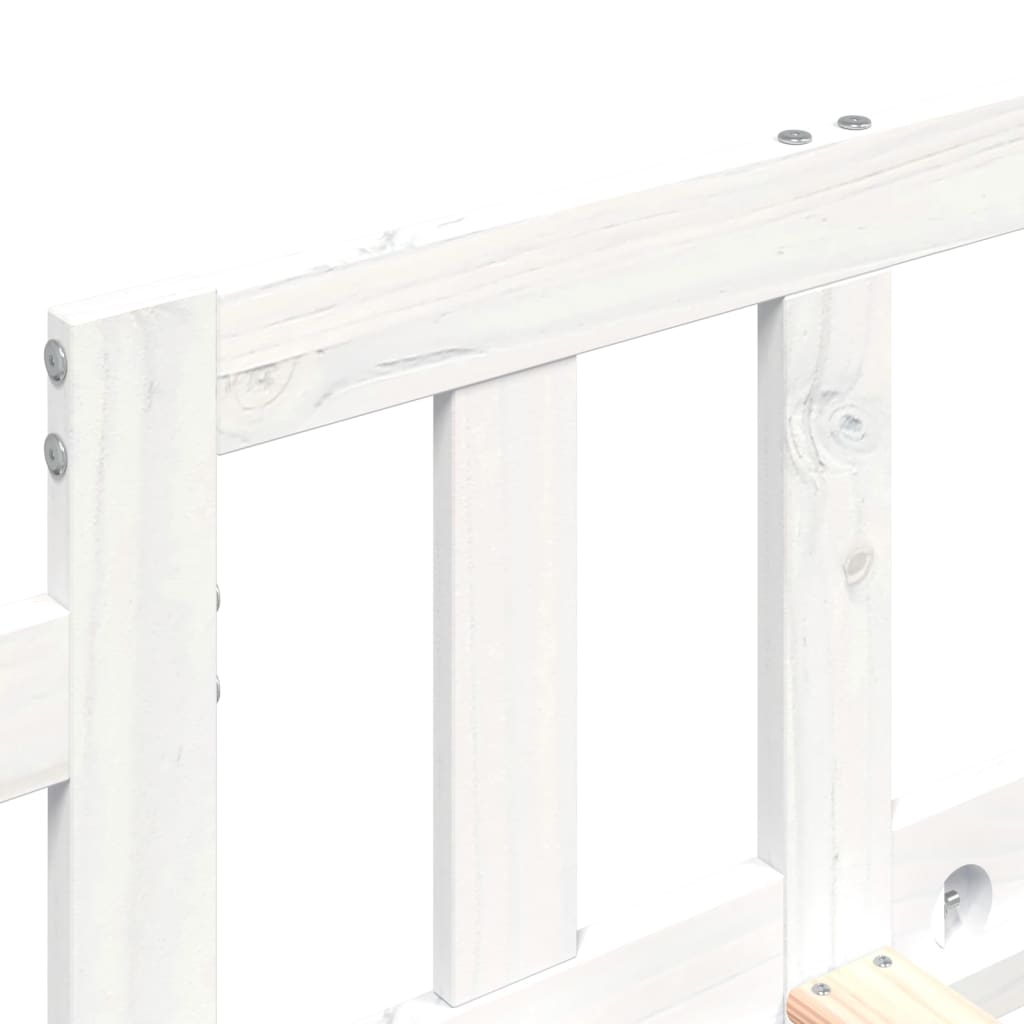 White Solid Pine Wood Day Bed Frame 80x200 cm - No Mattress