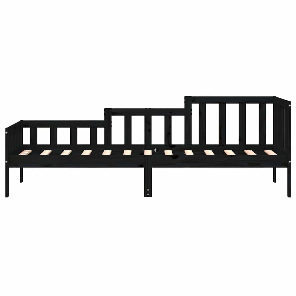 Solid Pine Day Bed Frame, 80x200 cm, Black - No Mattress Included