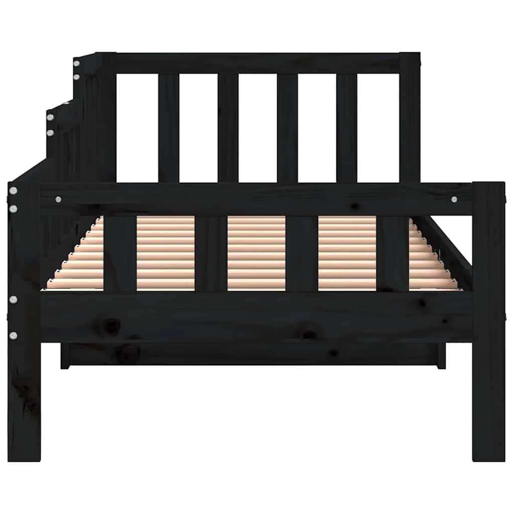 Solid Pine Day Bed Frame, 80x200 cm, Black - No Mattress Included