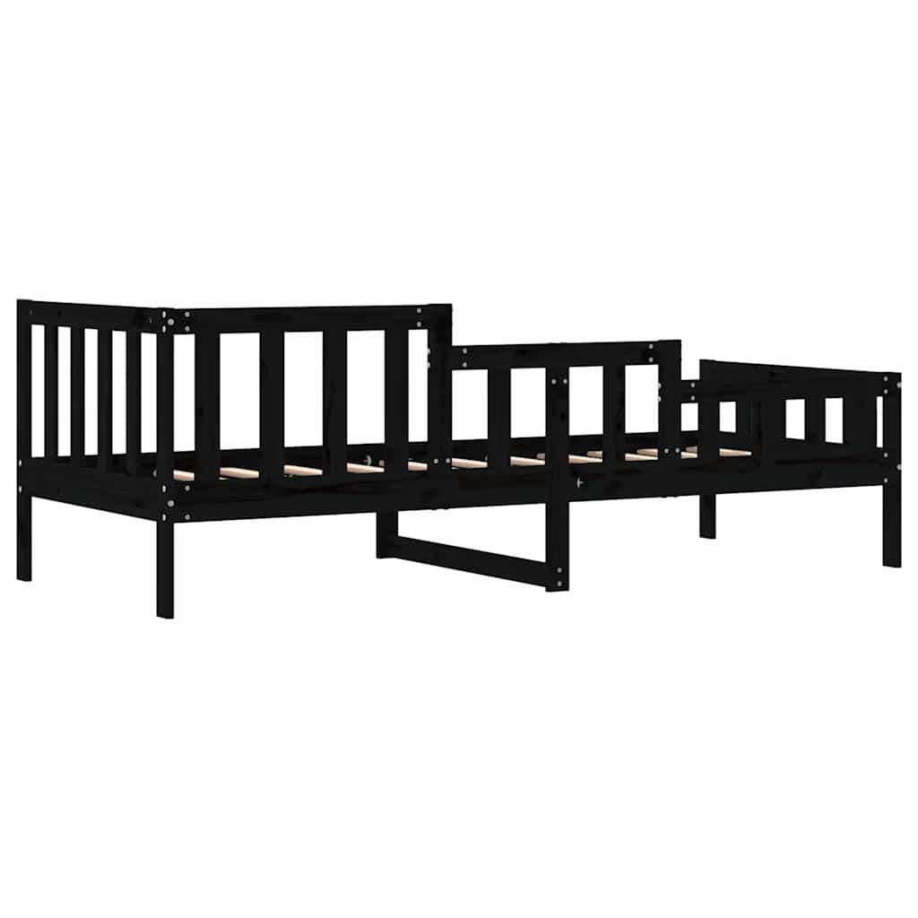 Solid Pine Day Bed Frame, 80x200 cm, Black - No Mattress Included