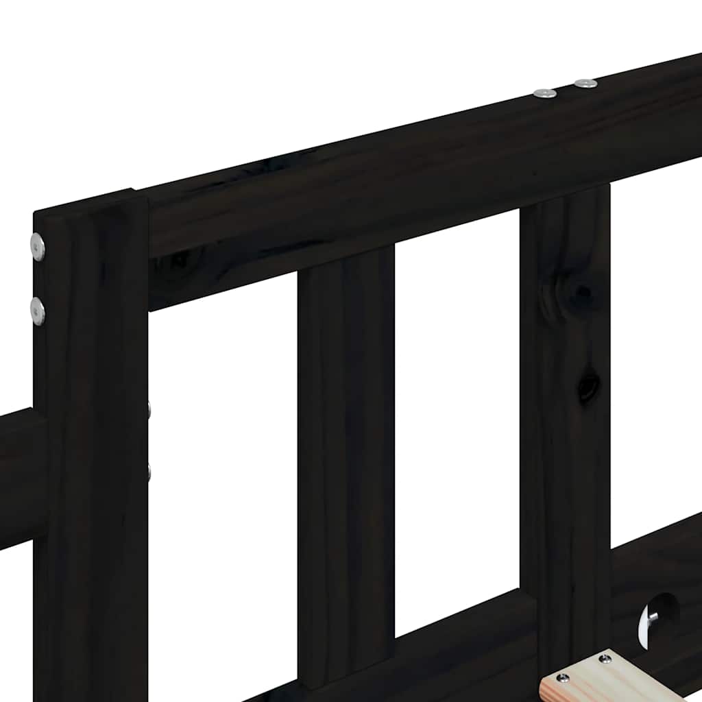 Solid Pine Day Bed Frame, 80x200 cm, Black - No Mattress Included