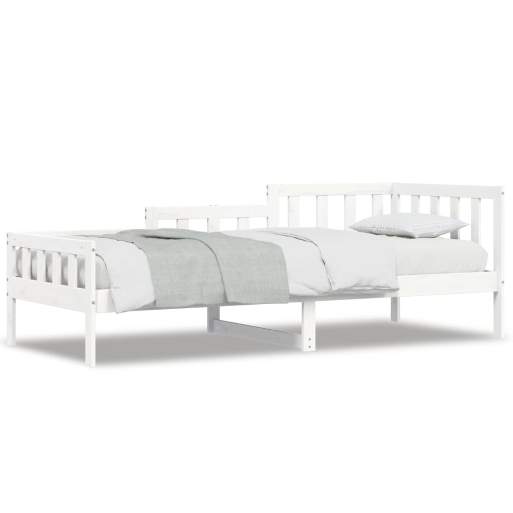 Solid Pine Day Bed Frame, White 90x200 cm, No Mattress