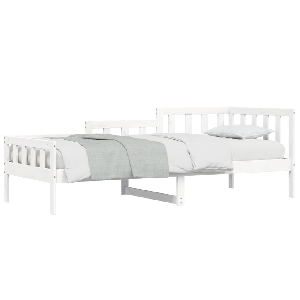 Solid Pine Day Bed Frame, White 90x200 cm, No Mattress