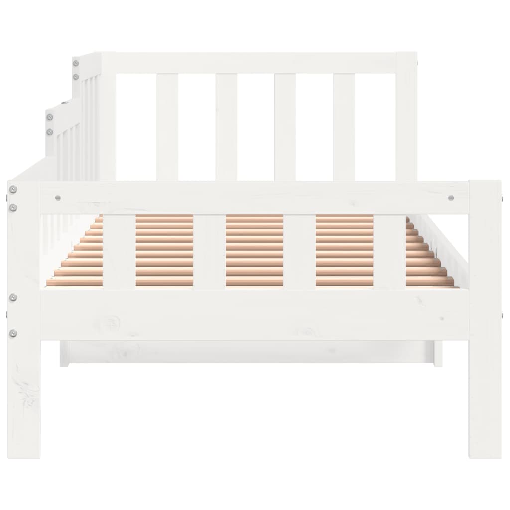 Solid Pine Day Bed Frame, White 90x200 cm, No Mattress