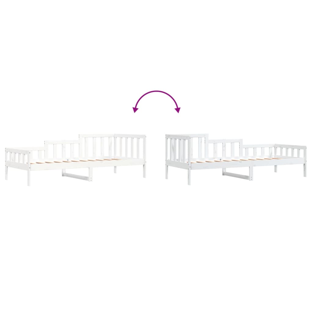 Solid Pine Day Bed Frame, White 90x200 cm, No Mattress