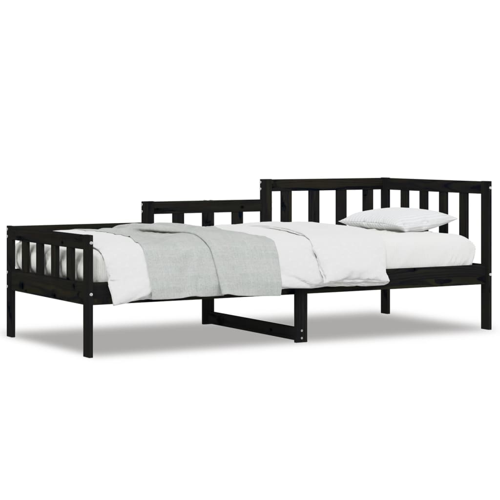 Black Solid Pine Day Bed Frame 90x190 cm - No Mattress Included