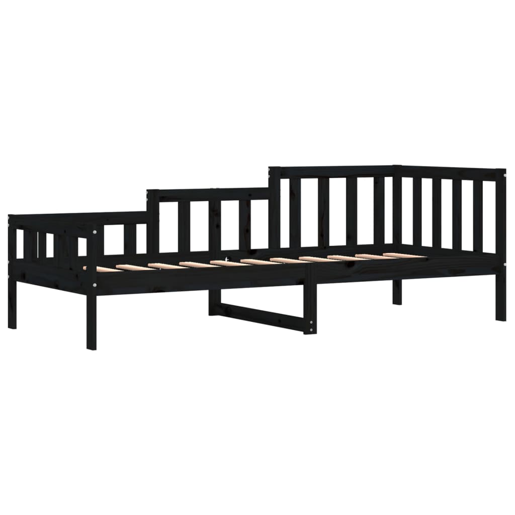 Black Solid Pine Day Bed Frame 90x190 cm - No Mattress Included