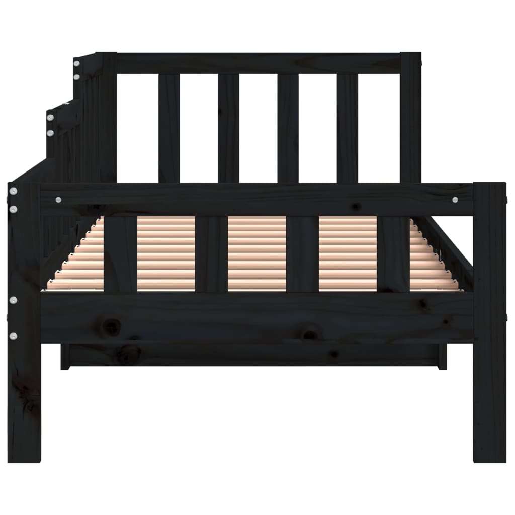 Black Solid Pine Day Bed Frame 90x190 cm - No Mattress Included