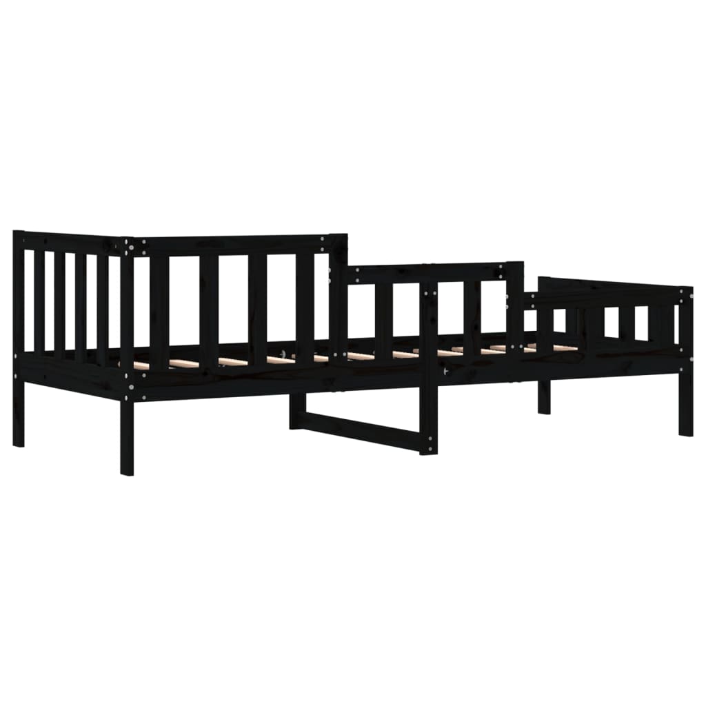 Black Solid Pine Day Bed Frame 90x190 cm - No Mattress Included