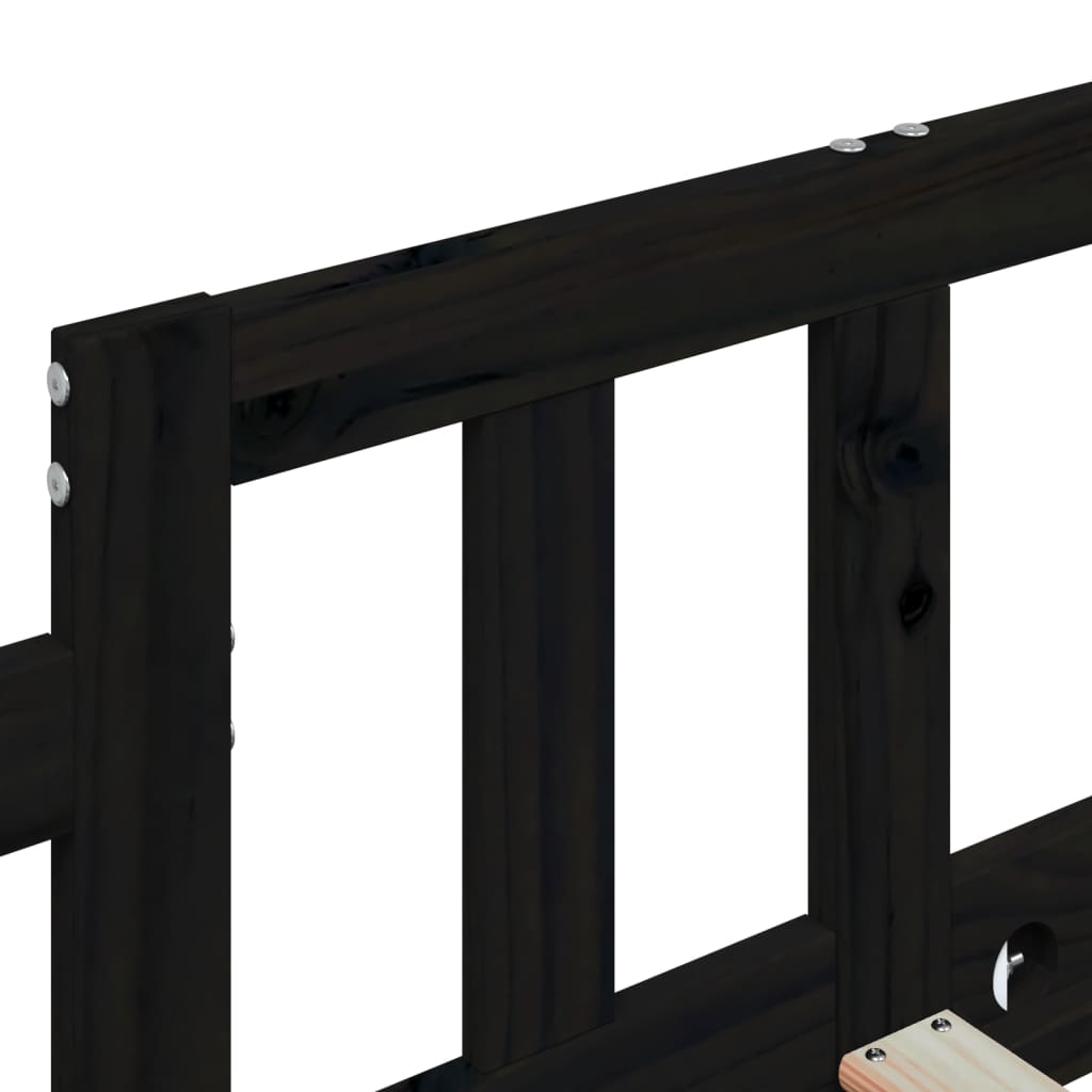 Black Solid Pine Day Bed Frame 90x190 cm - No Mattress Included