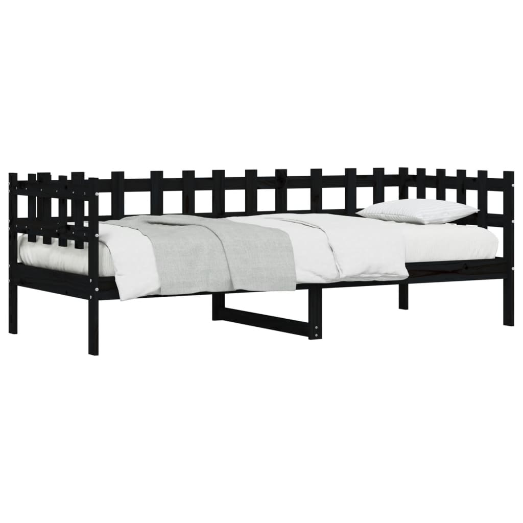 Solid Pine Day Bed Frame 90x200 cm - Black (No Mattress)