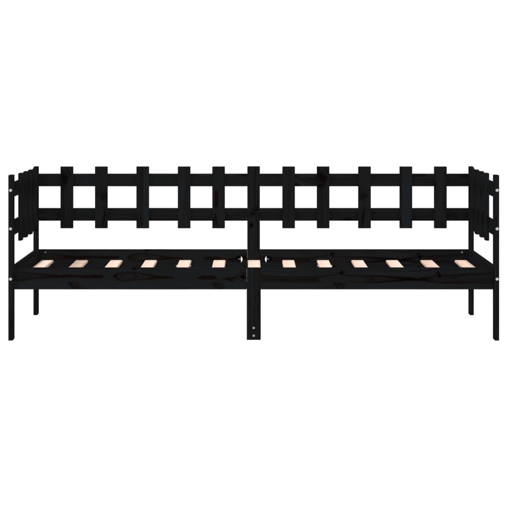 Solid Pine Day Bed Frame 90x200 cm - Black (No Mattress)