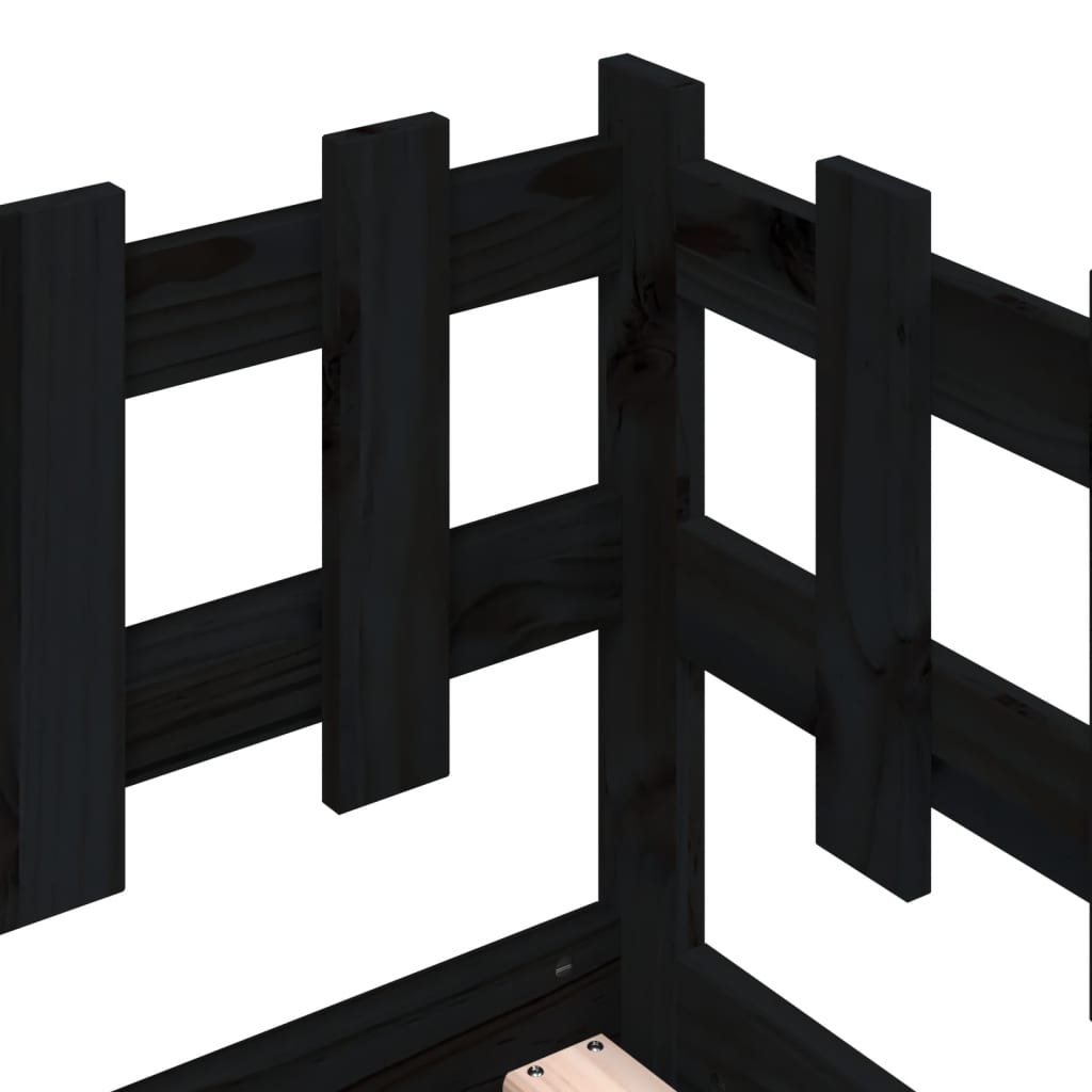 Solid Pine Day Bed Frame 90x200 cm - Black (No Mattress)