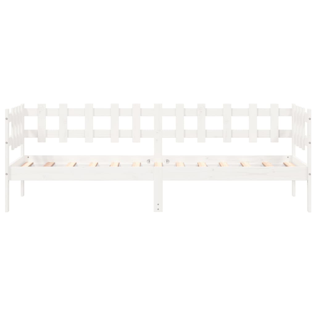 Solid Pine Wood Day Bed - White 90x190 cm - No Mattress Included