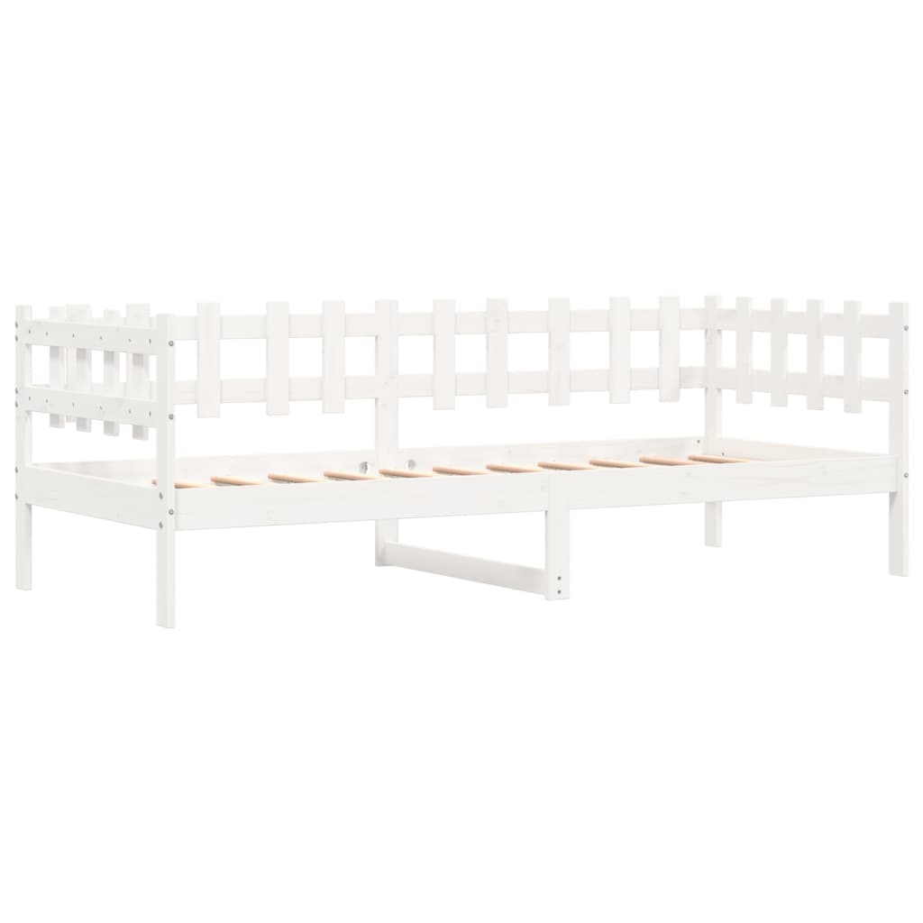 Solid Pine Wood Day Bed - White 90x190 cm - No Mattress Included