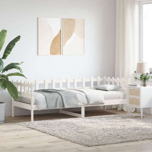 Solid Pine Wood Day Bed - White 90x190 cm - No Mattress Included