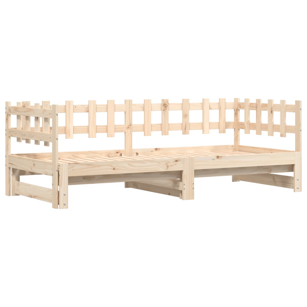Solid Wood Pull-Out Day Bed Frame - No Mattress, 2x(80x200) cm