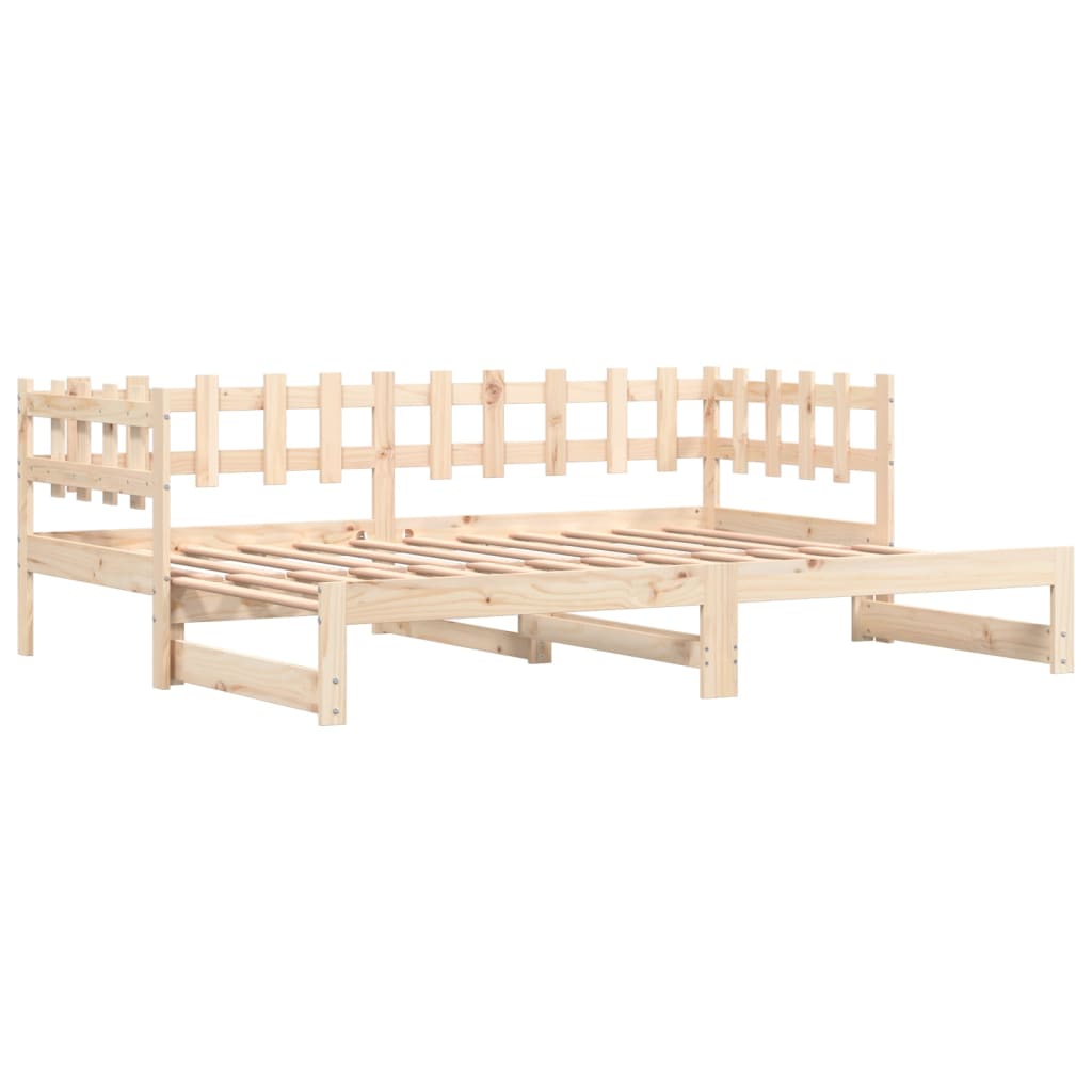 Solid Wood Pull-Out Day Bed Frame - No Mattress, 2x(80x200) cm