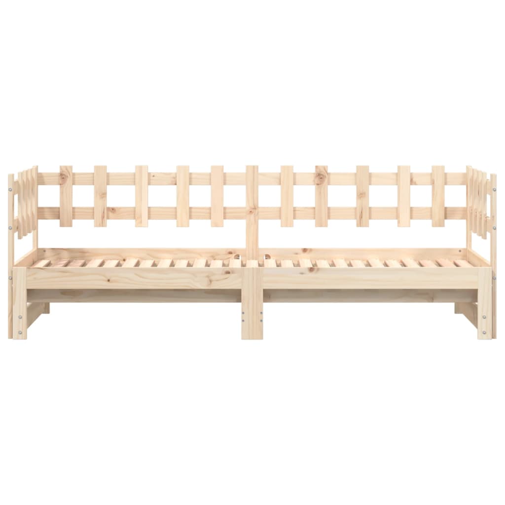 Solid Wood Pull-Out Day Bed Frame - No Mattress, 2x(80x200) cm