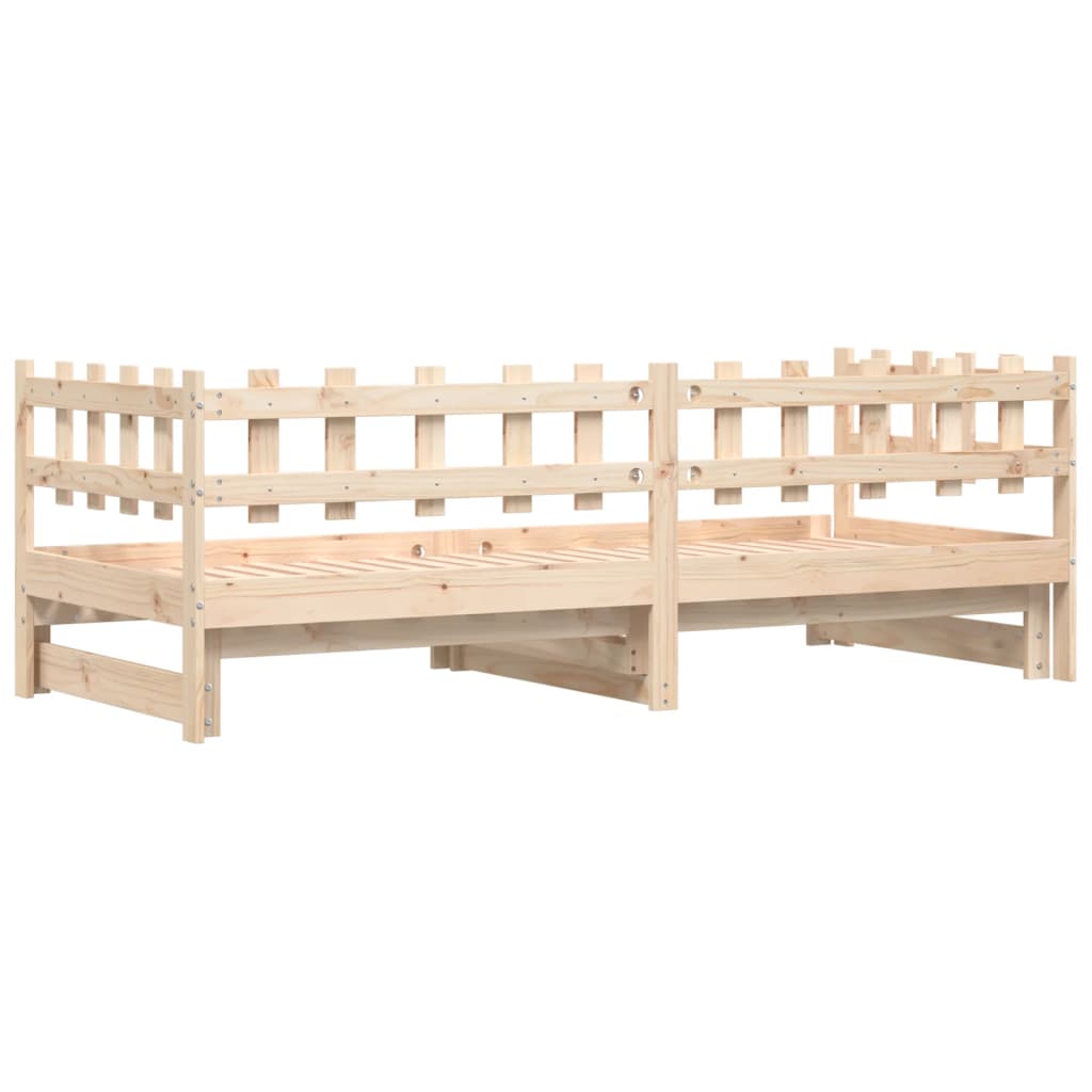 Solid Wood Pull-Out Day Bed Frame - No Mattress, 2x(80x200) cm