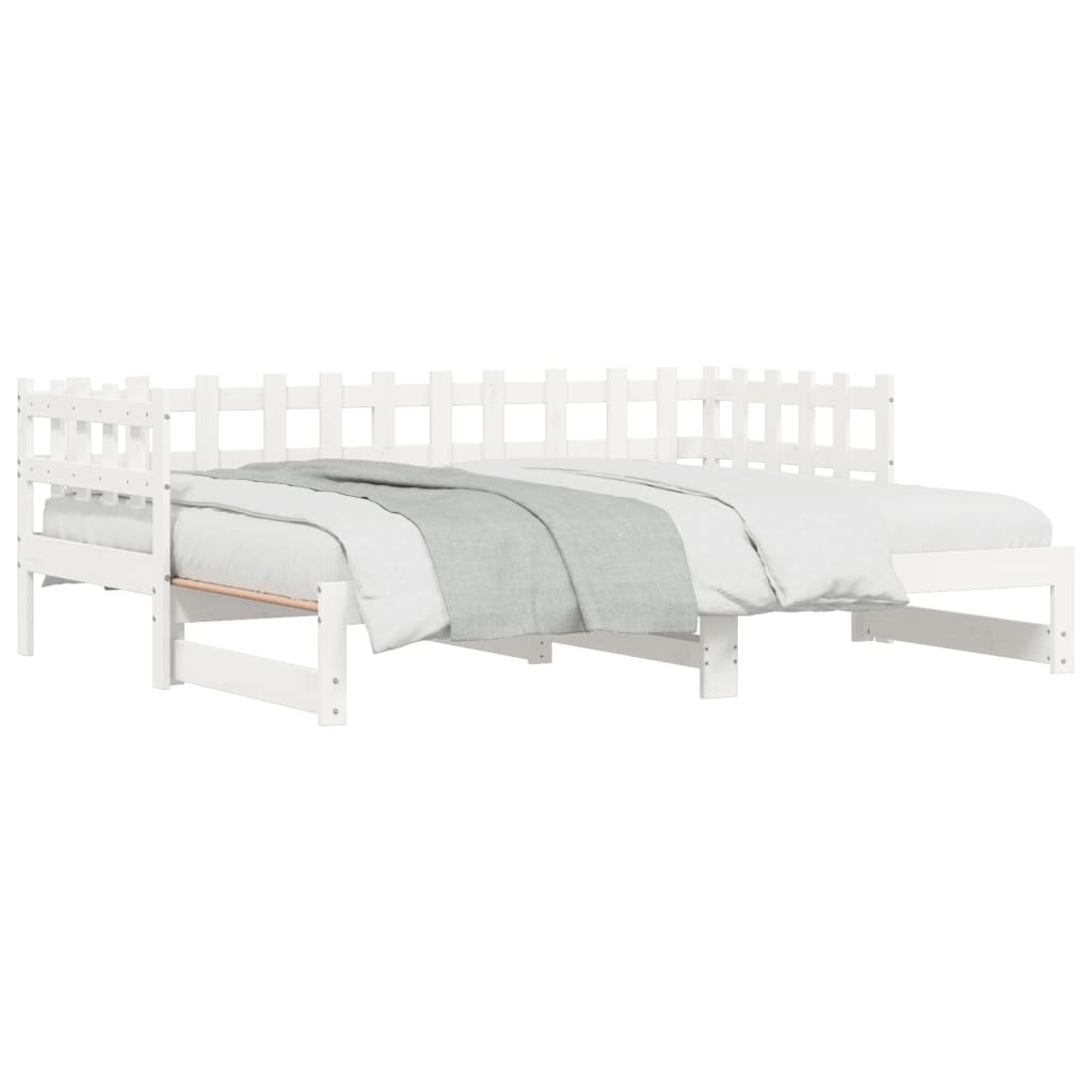 Pull-out Day Bed without Mattress White 2x(80x200) cm Solid Wood