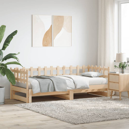 Solid Wood Pull-out Day Bed 2x(90x200) cm - No Mattress Included
