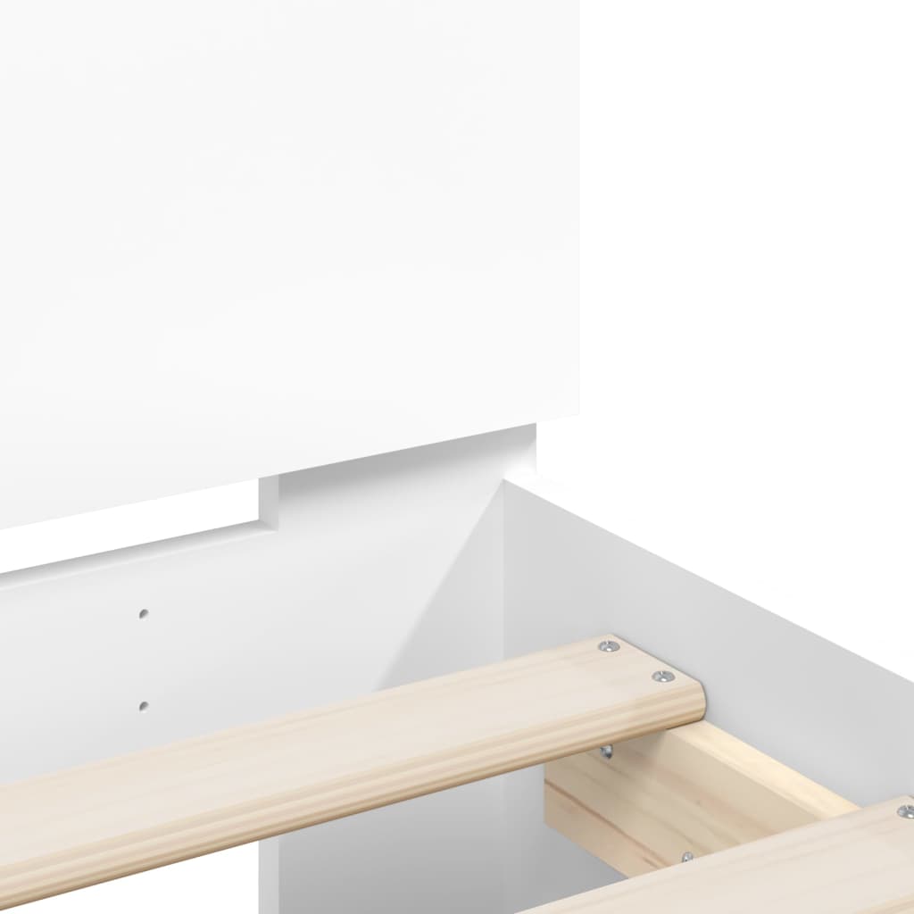 White Wooden Bed Frame with Headboard, 100x200 cm, No Mattress
