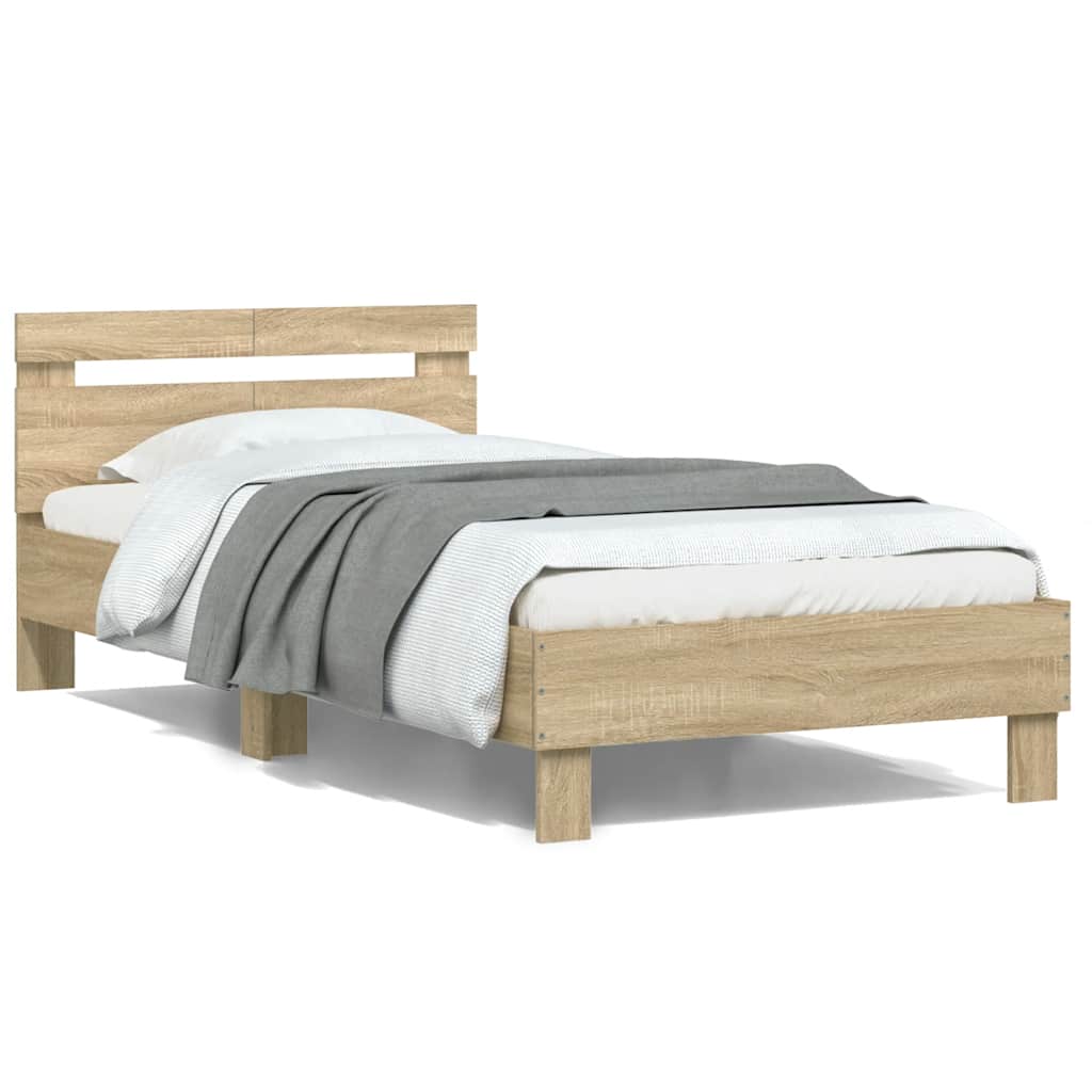 Bed Frame without Mattress with Headboard Sonoma Oak 100x200 cm