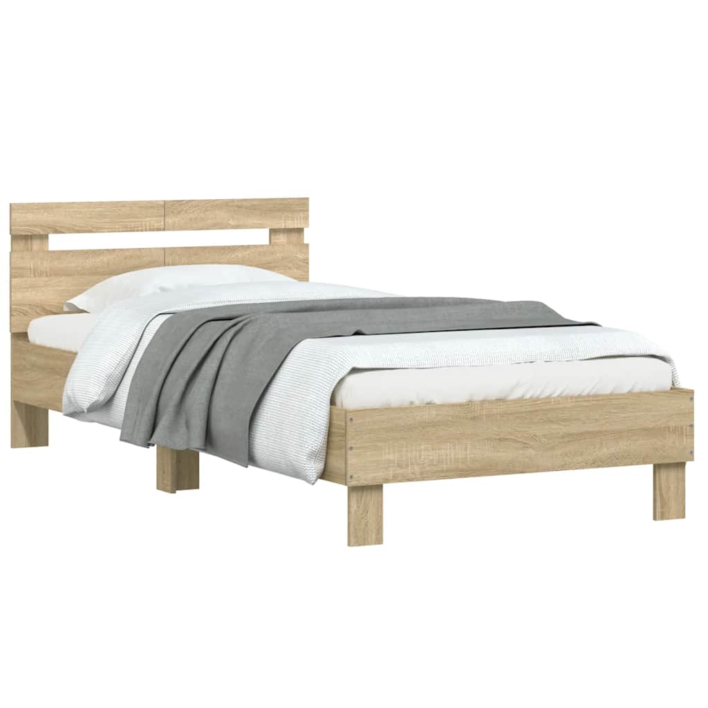 Bed Frame without Mattress with Headboard Sonoma Oak 100x200 cm