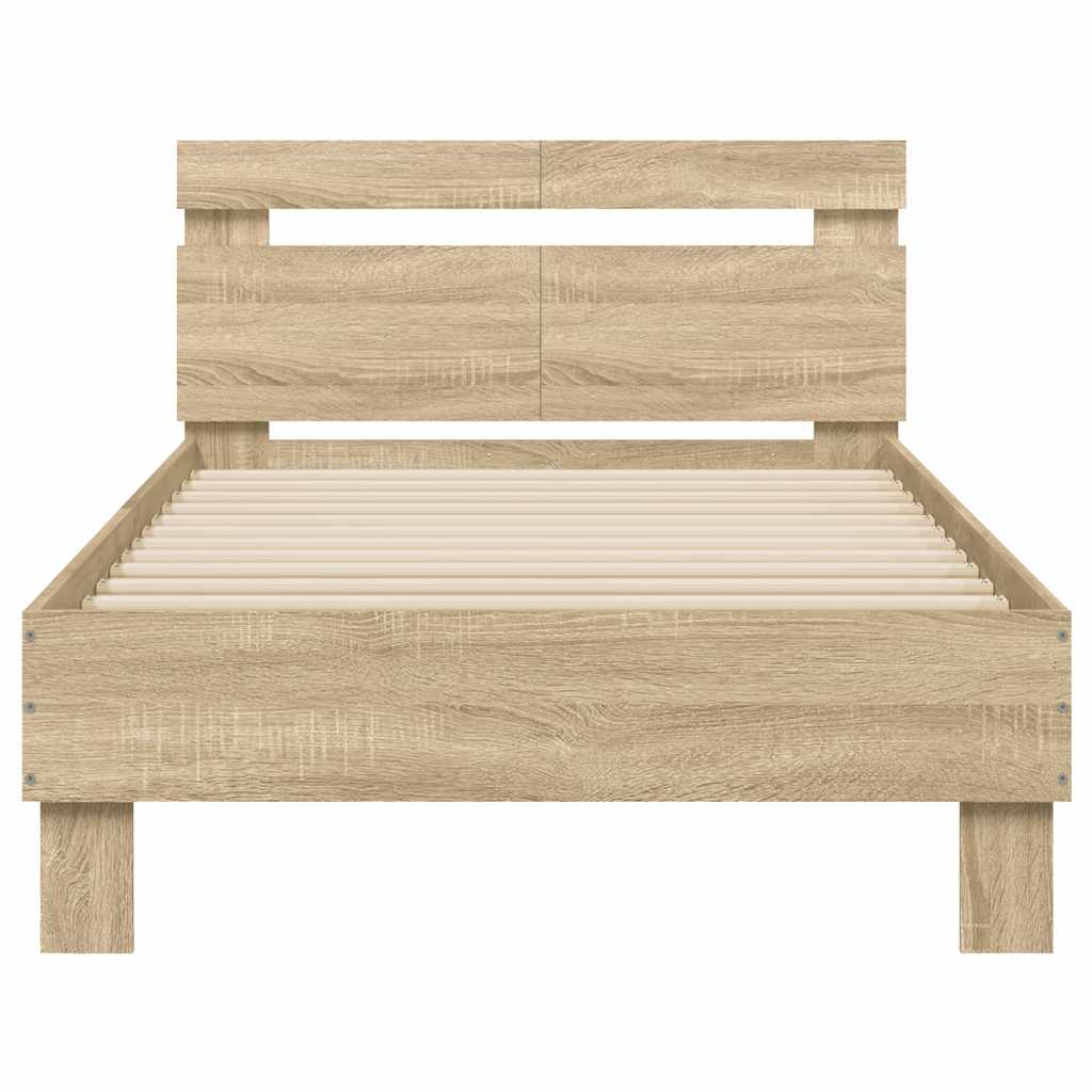 Bed Frame without Mattress with Headboard Sonoma Oak 100x200 cm